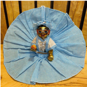 Blue Checked Cotton Laddu Gopal Poshak