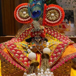 royal orange & yellow pearl shringar poshak