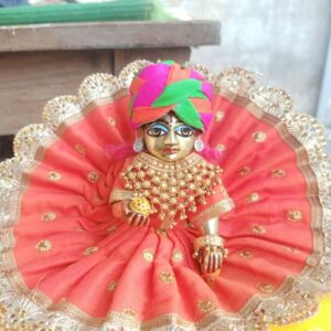 Coral Red Festive Shringar Dress with Golden Work