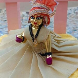 Cream Traditional Seva Dress with Simple Mukut