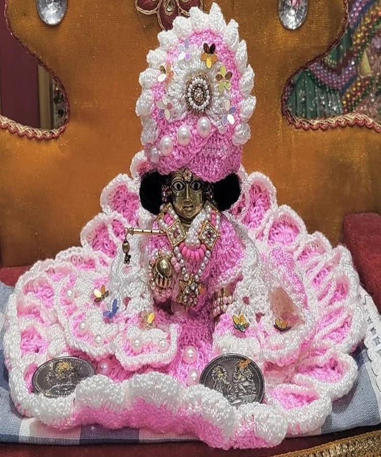 handcrafted multicolor woolen shringar dress Premium Pink Pearl Woolen Poshak with Mukut