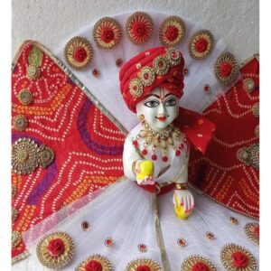 Red White Designer Shringar Dress with Decorative Back