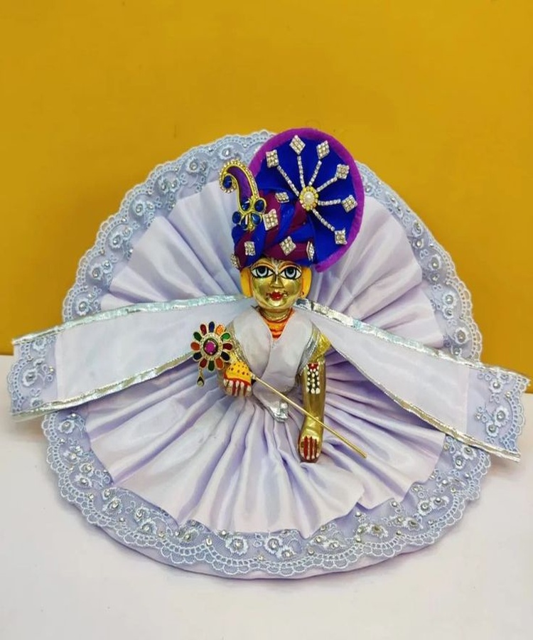 lavender white designer shringar dress with fan back Lavender White Designer Shringar Dress with Fan Back