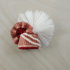 Designer Red Pearl Pagdi Mukut for Laddu Gopal Ji