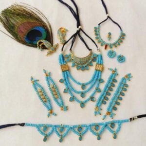blue beads shringar set with morpankh for laddu gopal ji