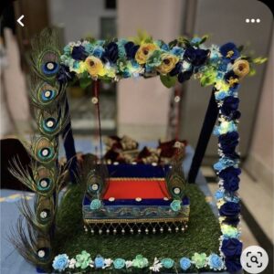 Royal Morpankh Floral Jhula Singhasan for Laddu Gopal Ji