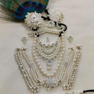 White Pearl Complete Shringar Set with Morpankh for Laddu Gopal Ji
