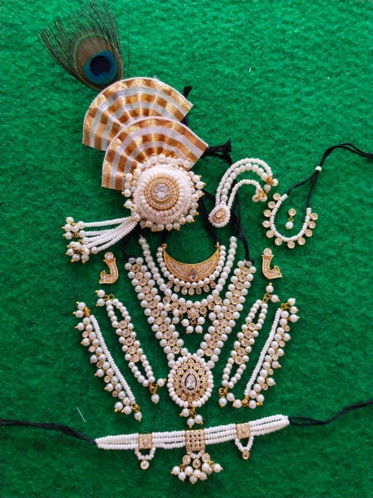 Pearl Kundan Shringar Set for Laddu Gopal Ji Pearl Kundan Shringar Set for Laddu Gopal Ji